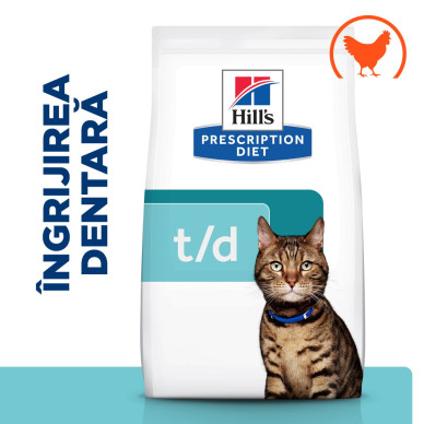 Hill’s Prescription Diet Feline t/d – hrană uscată dietetică pentru igiena orală (dentar), 1,5 kg